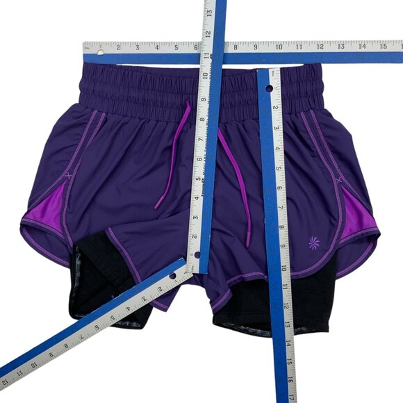 Athleta Ready Set 2 in 1 Shorts XXS 2XS Purple Built In Brief Athletic Running - Picture 4 of 12